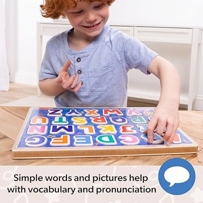 MELISSA & DOUG® MS. RACHEL™ WOODEN PHONICS ALPHABET PUZZLE WITH LIGHT-ACTIVATED SOUND EFFECTS - 24-PIECE TODDLER TOY, AGES 2+