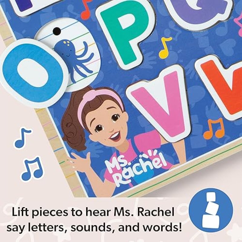 MELISSA & DOUG® MS. RACHEL™ WOODEN PHONICS ALPHABET PUZZLE WITH LIGHT-ACTIVATED SOUND EFFECTS - 24-PIECE TODDLER TOY, AGES 2+