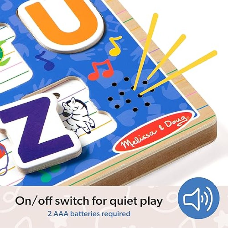 MELISSA & DOUG® MS. RACHEL™ WOODEN PHONICS ALPHABET PUZZLE WITH LIGHT-ACTIVATED SOUND EFFECTS - 24-PIECE TODDLER TOY, AGES 2+