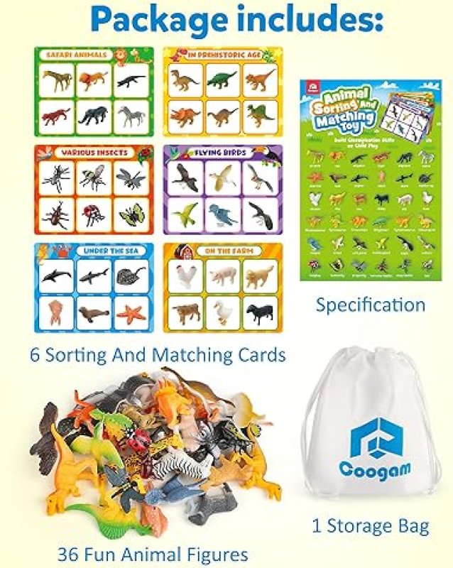 COOGAM ANIMALS SORTING TOY SET FOR TODDLERS: EDUCATIONAL GIFT FOR 3-5 YEAR OLDS