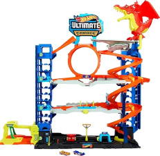 MATTEL-HOT WHEELS CITY ULTIMATE GARAGE TRACK SET: INCLUDES 2 DIE-CAST CARS & CAR-EATING DRAGON, STORES 50+ VEHICLES, 4 LEVELS