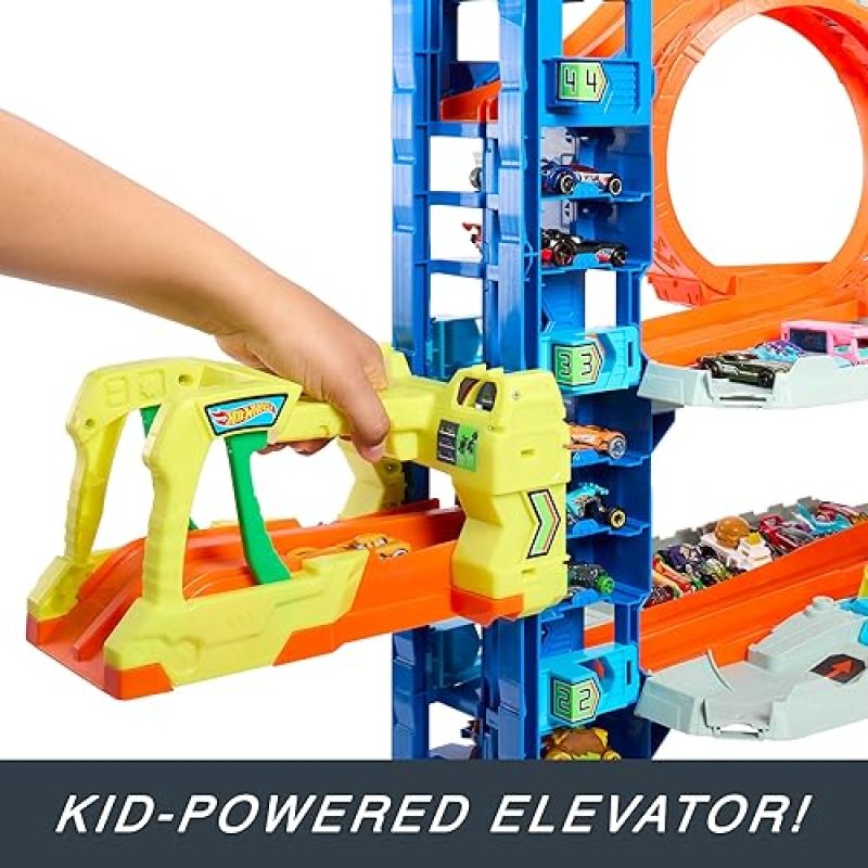 MATTEL-HOT WHEELS CITY ULTIMATE GARAGE TRACK SET: INCLUDES 2 DIE-CAST CARS & CAR-EATING DRAGON, STORES 50+ VEHICLES, 4 LEVELS