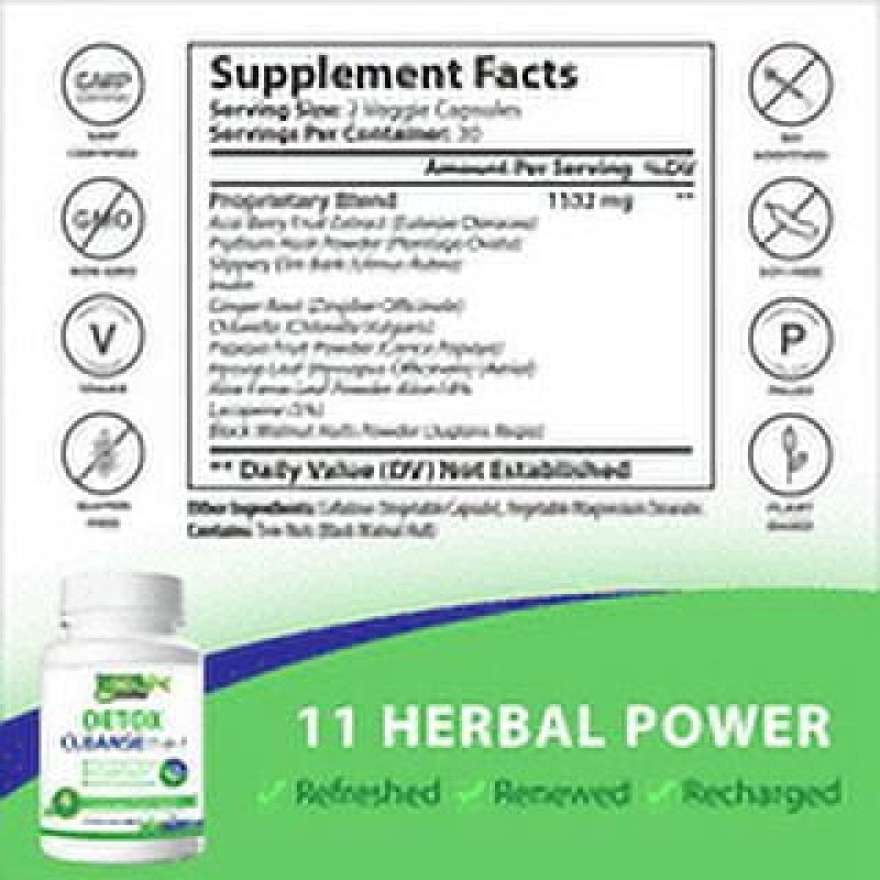 LEAN VEGAN DETOX CLEANSE FOR GUT HEALTH SUPPORT, 11-IN-1 FORMULA WITH PSYLLIUM HUSK, ALOE & GINGER - 30 DAY SUPPLY