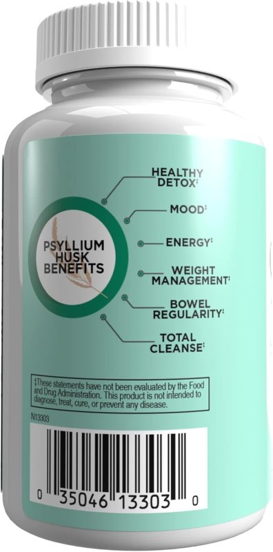 NATURAL PSYLLIUM FIBER CAPSULES FOR DIGESTIVE HEALTH - 90 CT
