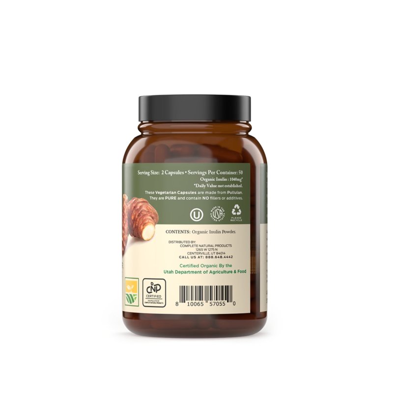 COMPLETE NATURAL ORGANIC INULIN CAPSULES - 520MG, 100 PILLS, JERUSALEM ARTICHOKE INULIN