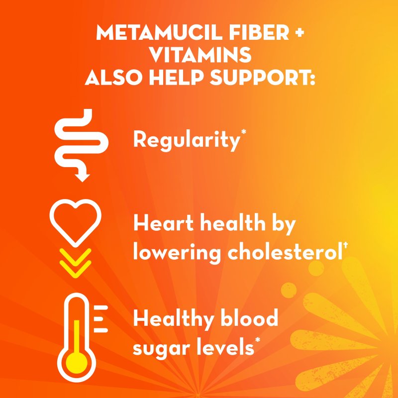 METAMUCIL FIBER POWDER WITH VITAMINS B12 - CITRUS FLAVOR, 50 SERVINGS