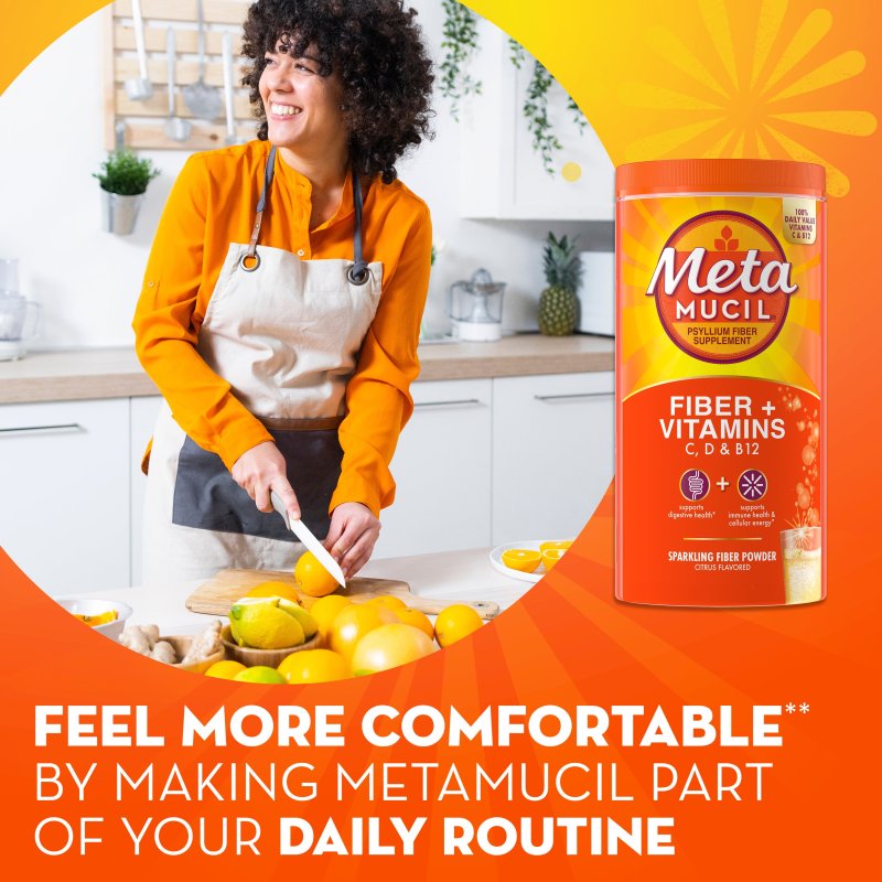 METAMUCIL FIBER POWDER WITH VITAMINS B12 - CITRUS FLAVOR, 50 SERVINGS