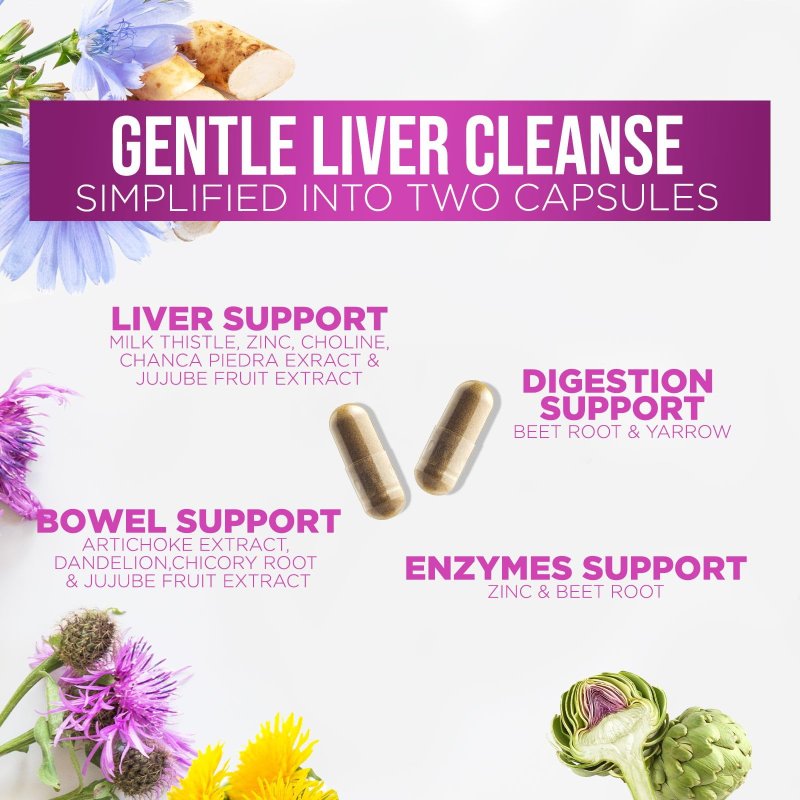 NATURAL LIVER CLEANSE SUPPLEMENT - 21 HERB FORMULA WITH MILK THISTLE, DANDELION & BEET - NON-GMO VEGAN - 120 CAPS