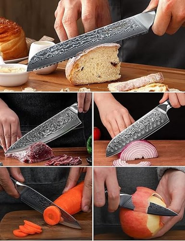 XUAN SERIES STARRY BLACK 5-PIECE CHEF KNIFE SET, VG10 DAMASCUS STEEL, RESIN HANDLE