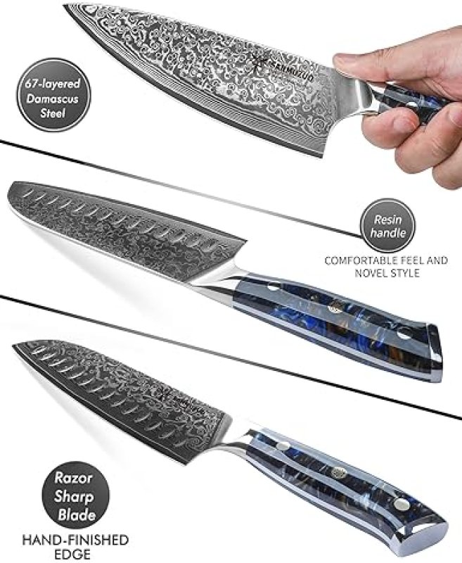 XUAN SERIES 5-PIECE CHEF KNIFE SET - VG10 DAMASCUS STEEL, RESIN HANDLE - STARRY BLACK