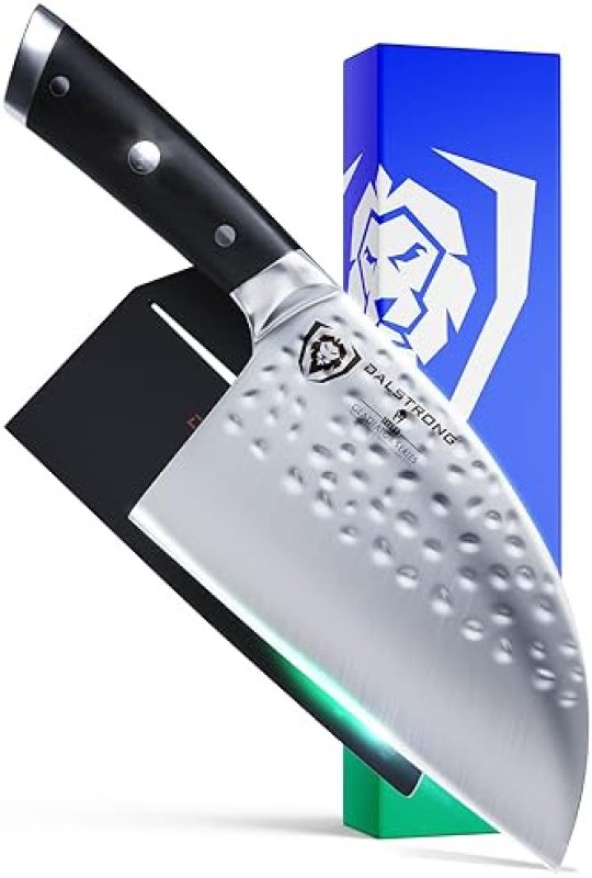DALSTRONG 7.5" SERBIAN CHEF KNIFE - GLADIATOR SERIES ELITE - GERMAN HC STEEL - MEAT CLEAVER - RAZOR SHARP - G10 HANDLE - W/SHEATH