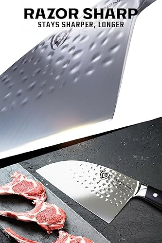 DALSTRONG 7.5" SERBIAN CHEF KNIFE - GLADIATOR SERIES ELITE - GERMAN HC STEEL - MEAT CLEAVER - RAZOR SHARP - G10 HANDLE - W/SHEATH