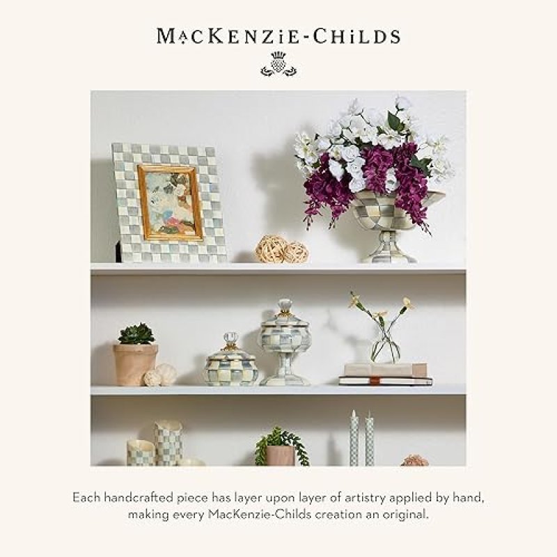 MACKENZIE-CHILDS GRAY-AND-WHITE STERLING CHECK 4X6 DECORATIVE PICTURE FRAME
