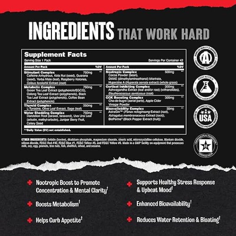 UNIVERSAL NUTRITION ANIMAL CUTS THERMOGENIC FAT BURNER - METABOLISM BOOST PILLS FOR WEIGHT LOSS - ENERGY, FOCUS, KETONES APPETITE SUPPRESSANT - 42 PACKS