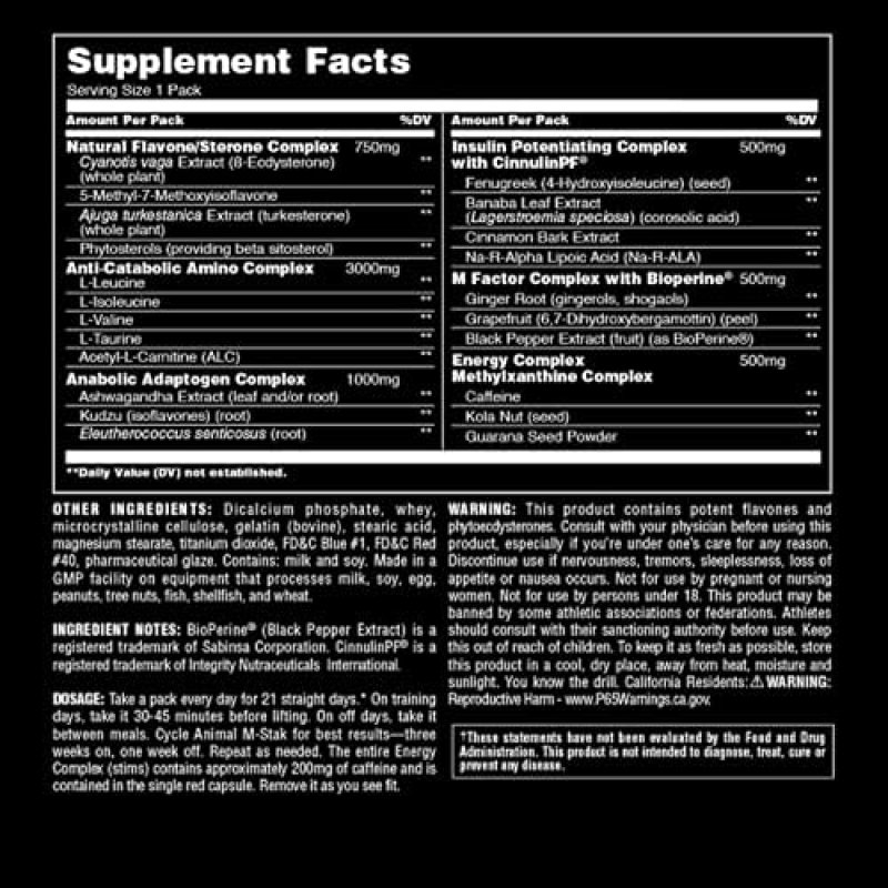 UNIVERSAL NUTRITION ANIMAL M-STAK MUSCLE BUILDER & ANABOLIC MASS GAINER SUPPLEMENT - LEAN MUSCLE GROWTH & ENERGY BOOST - 21 PACKS
