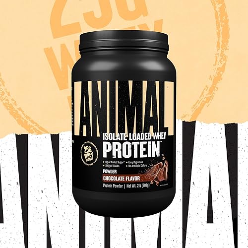 UNIVERSAL NUTRITION CHOCOLATE ANIMAL WHEY ISOLATE PROTEIN POWDER - 25G PROTEIN, MUSCLE BUILDER & RECOVERY FOR MEN & WOMEN - LOW SUGAR