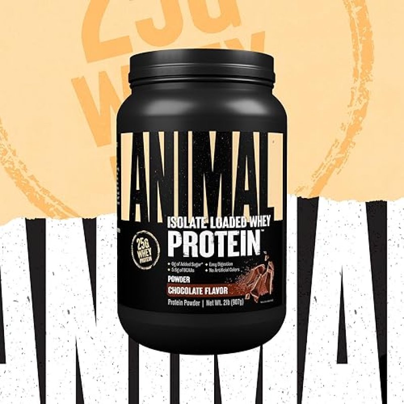 UNIVERSAL NUTRITION CHOCOLATE ANIMAL WHEY ISOLATE PROTEIN POWDER - 25G PROTEIN, MUSCLE BUILDER & RECOVERY FOR MEN & WOMEN - LOW SUGAR