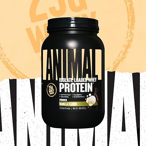 UNIVERSAL NUTRITION ANIMAL WHEY ISOLATE PROTEIN POWDER - MUSCLE BUILDER & RECOVERY WITH DIGESTIVE ENZYMES - VANILLA 2 LBS