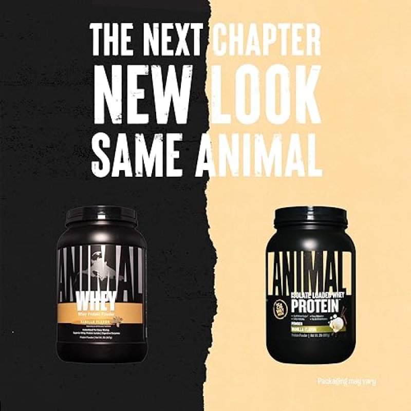 UNIVERSAL NUTRITION ANIMAL WHEY ISOLATE PROTEIN POWDER - MUSCLE BUILDER & RECOVERY WITH DIGESTIVE ENZYMES - VANILLA 2 LBS