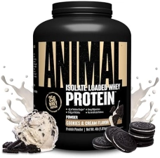 UNIVERSAL NUTRITION COOKIES & CREAM ANIMAL WHEY ISOLATE PROTEIN POWDER - 25G PROTEIN - PRE & POST WORKOUT MUSCLE BUILDER & RECOVERY WITH DIGESTIVE ENZYMES - MEN & WOMEN - 4 LBS