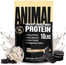 UNIVERSAL NUTRITION ANIMAL WHEY ISOLATE PROTEIN POWDER - 25G PROTEIN, COOKIES & CREAM FLAVOR - MUSCLE BUILDER FOR MEN & WOMEN"