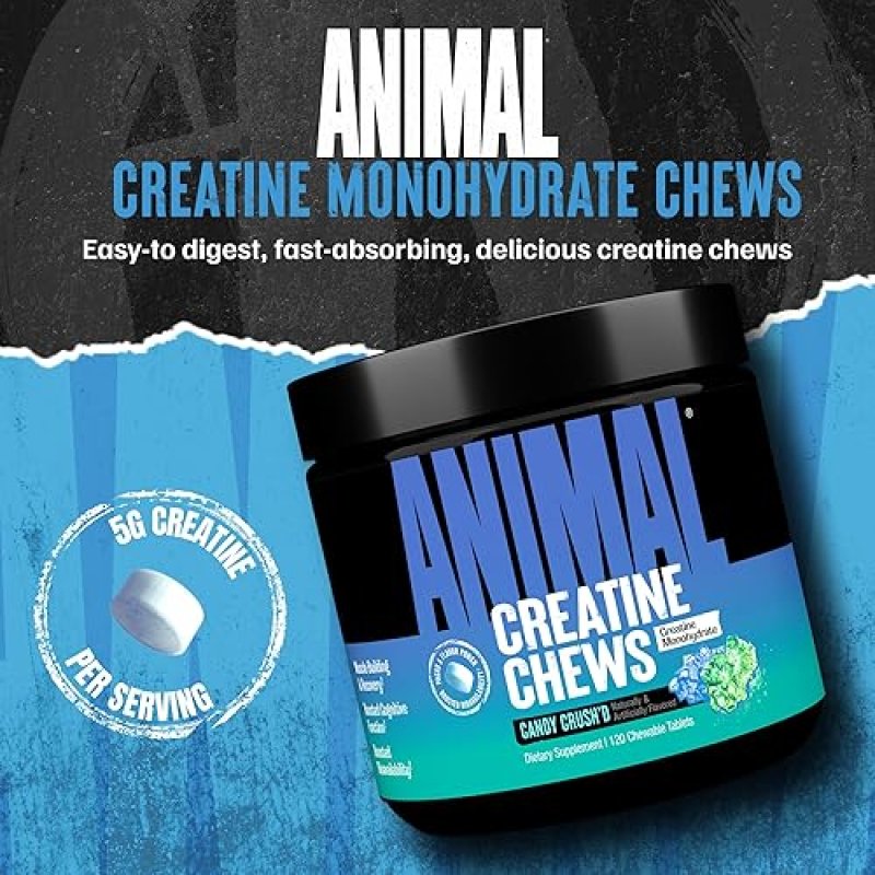 UNIVERSAL NUTRITION ANIMAL CREATINE CHEWS WITH ASTRAGIN & SEA SALT - MAX ABSORPTION PRE/POST-WORKOUT FOR LEAN MUSCLE GROWTH & RECOVERY