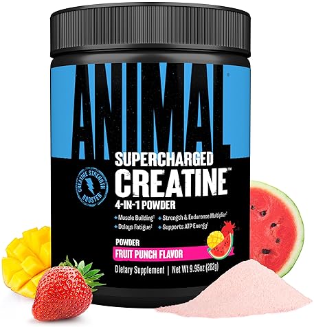 UNIVERSAL NUTRITION SUPERCHARGED FRUIT PUNCH CREATINE POWDER FOR STRENGTH & ENDURANCE - 300G