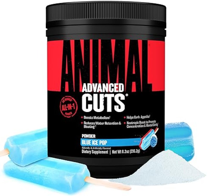 UNIVERSAL NUTRITION ANIMAL CUTS THERMOGENIC FAT BURNER POWDER - WEIGHT LOSS SUPPLEMENT FOR METABOLISM, ENERGY, FOCUS, KETONES, APPETITE SUPPRESSANT - BLUE ICE POP FLAVOR'
