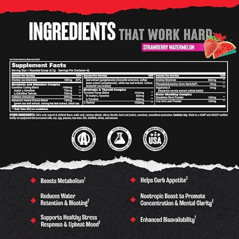 UNIVERSAL NUTRITION ANIMAL CUTS THERMOGENIC FAT BURNER POWDER - METABOLISM BOOST FOR WEIGHT LOSS - STRAWBERRY WATERMELON FLAVOR"