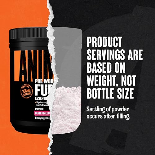 UNIVERSAL NUTRITION ANIMAL FURY PRE WORKOUT POWDER - ENERGY & FOCUS SUPPLEMENT WITH BCAA & CAFFEINE - WATERMELON FLAVOR - 30 SERVINGS