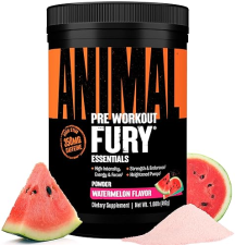 UNIVERSAL NUTRITION ANIMAL FURY PRE WORKOUT POWDER - ENERGY & FOCUS SUPPLEMENT WITH BCAA & CAFFEINE - WATERMELON FLAVOR - 30 SERVINGS