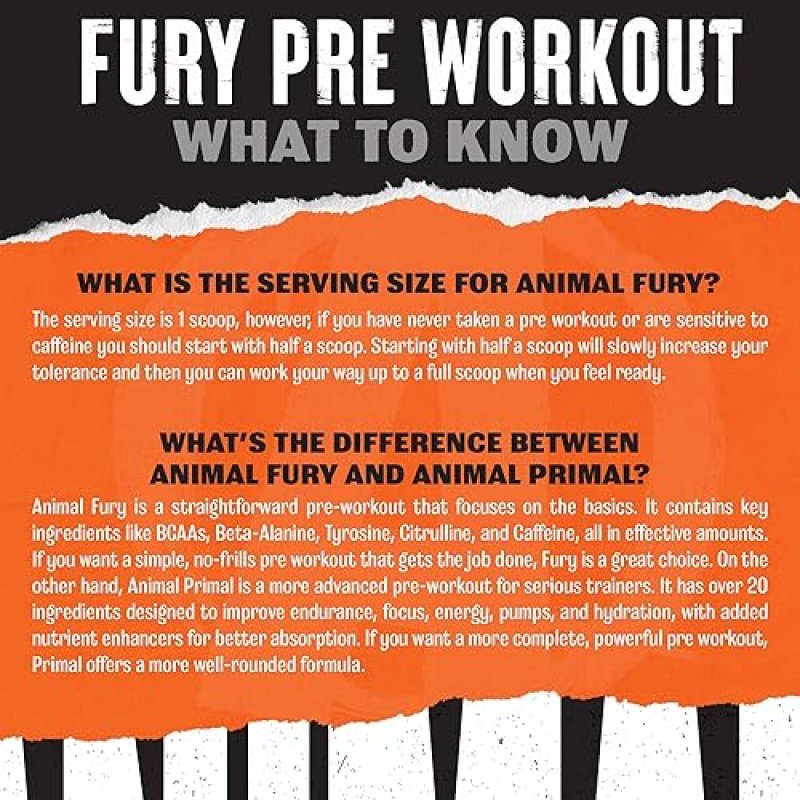 UNIVERSAL NUTRITION ANIMAL FURY PRE WORKOUT POWDER - ENERGY & FOCUS SUPPLEMENT WITH BCAA & CAFFEINE - WATERMELON FLAVOR - 30 SERVINGS