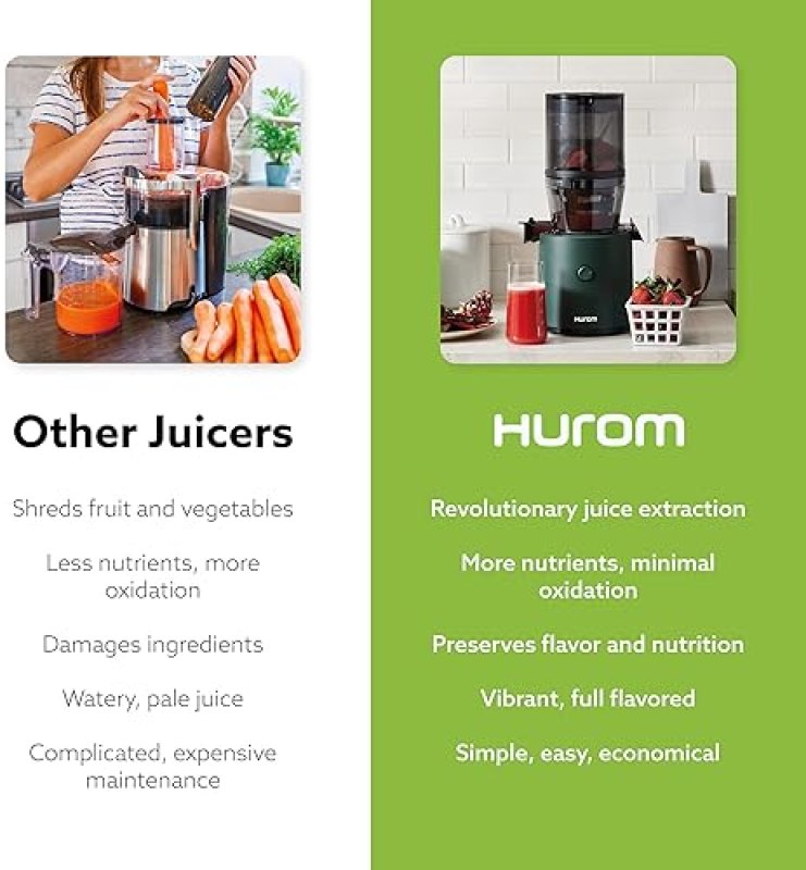 HUROM H320 SLOW JUICER FOR VEGETABLES AND FRUIT | SELF-FEEDING COLD PRESS MACHINE | HIGH YIELD | BPA FREE | EASY TO CLEAN