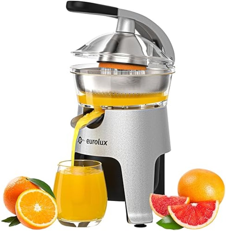 EUROLUX STAINLESS STEEL ELECTRIC CITRUS JUICER | 300W POWER, 2 FILTERS FOR PULP CONTROL