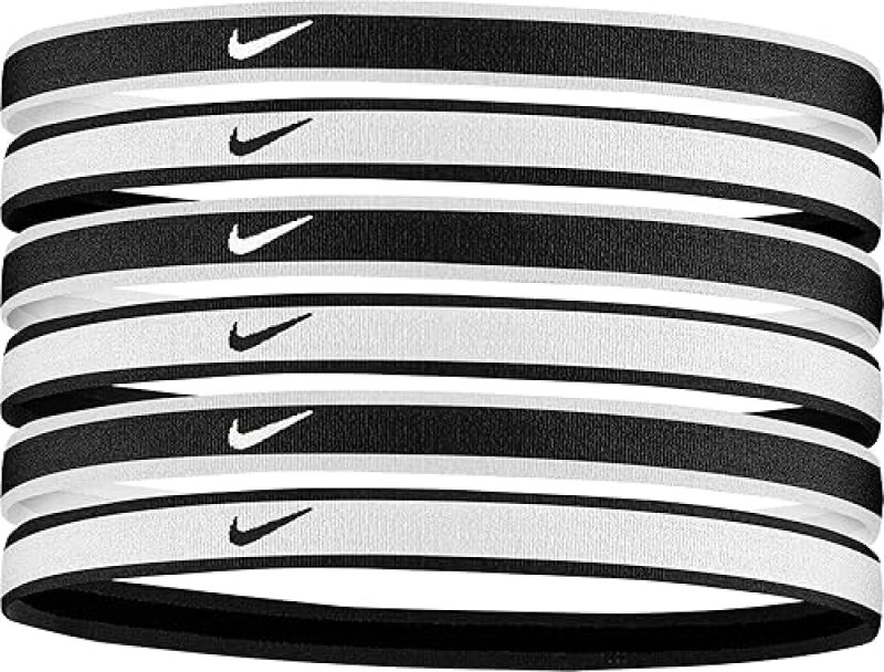 NIKE SWOOSH SPORT HEADBANDS 6 PACK - BLACK/GREY/WHITE - UNISEX, ONE SIZE FITS MOST