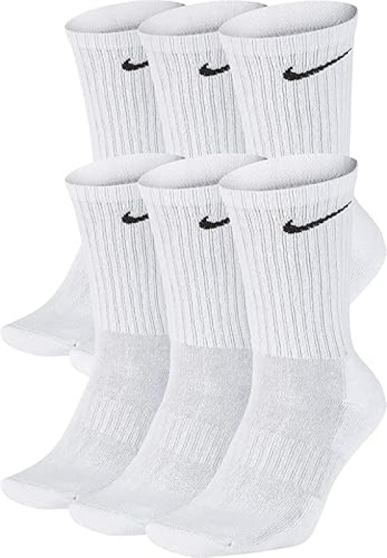 NIKE MEN'S DRI-FIT EVERYDAY CUSHIONED CREW SOCKS - WHITE, LARGE (12 PAIRS)
