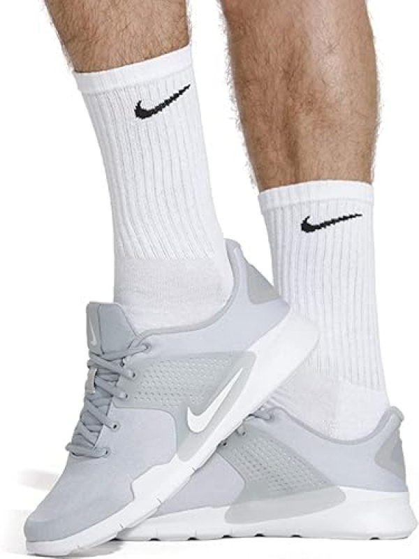 NIKE MEN'S DRI-FIT EVERYDAY CUSHIONED CREW SOCKS - WHITE, LARGE (12 PAIRS)