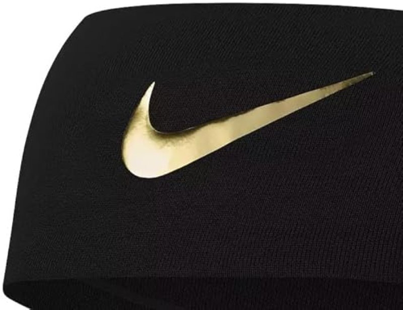NIKE FURY GOLD SWOOSH HEADBAND WITH DRI-FIT/SILICONE GRIPS - BLACK/GOLD UNISEX