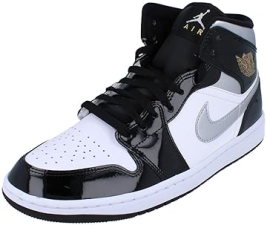 NIKE AIR JORDAN 1 MID SE MEN'S SHOES - BLACK/WHITE/GOLD/SILVER (HV0789-010)