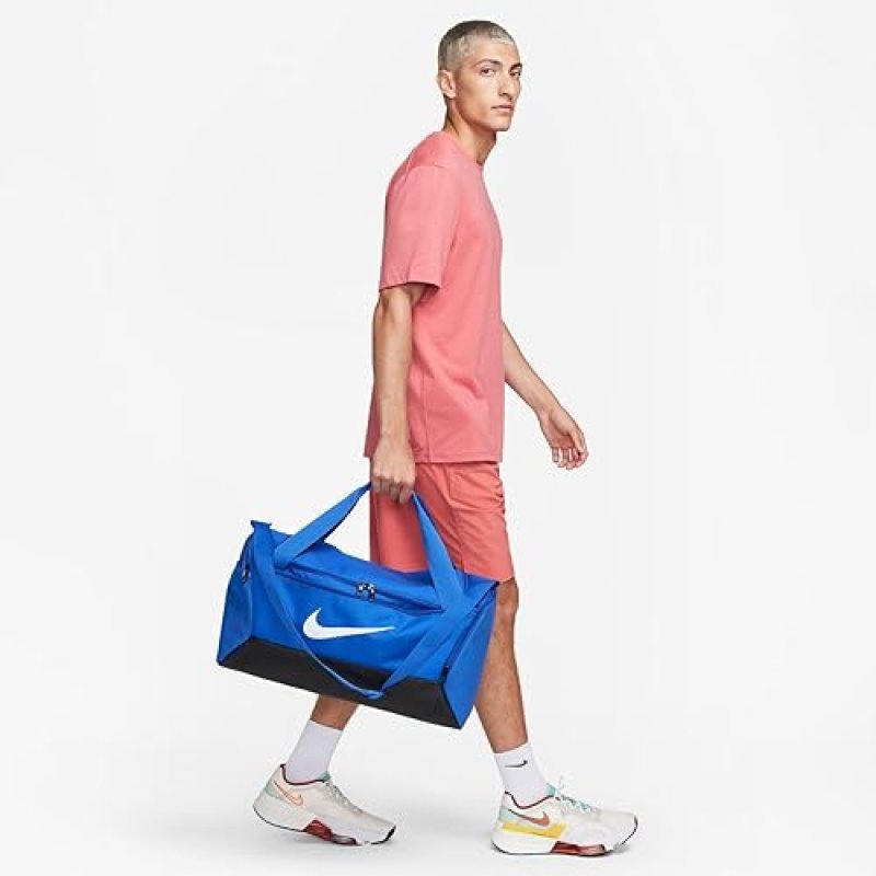 NIKE BRASILIA TRAINING DUFFEL BAG IN GAME ROYAL/BLACK/WHITE