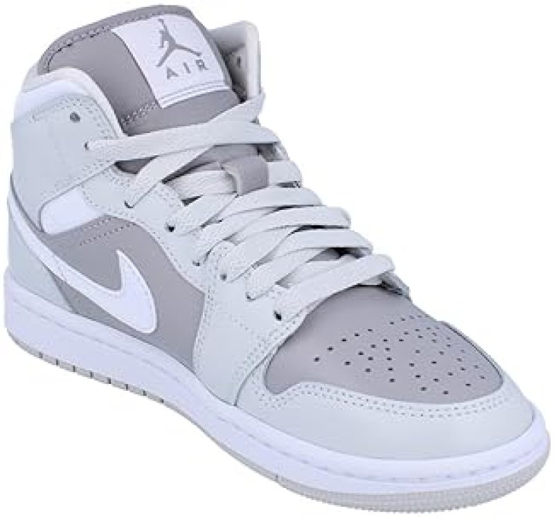 NIKE WOMEN'S AIR JORDAN 1 MID SHOES - PHOTON DUST/ATMOSPHERE GREY/WHITE