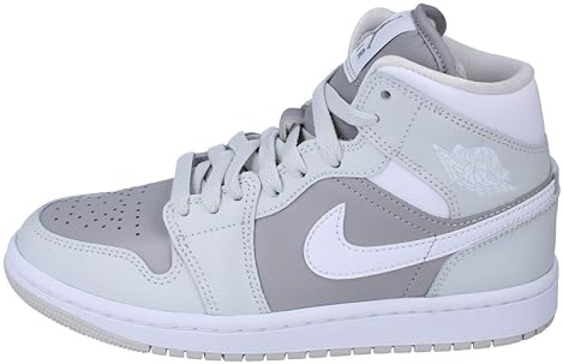 NIKE WOMEN'S AIR JORDAN 1 MID SHOES - PHOTON DUST/ATMOSPHERE GREY/WHITE