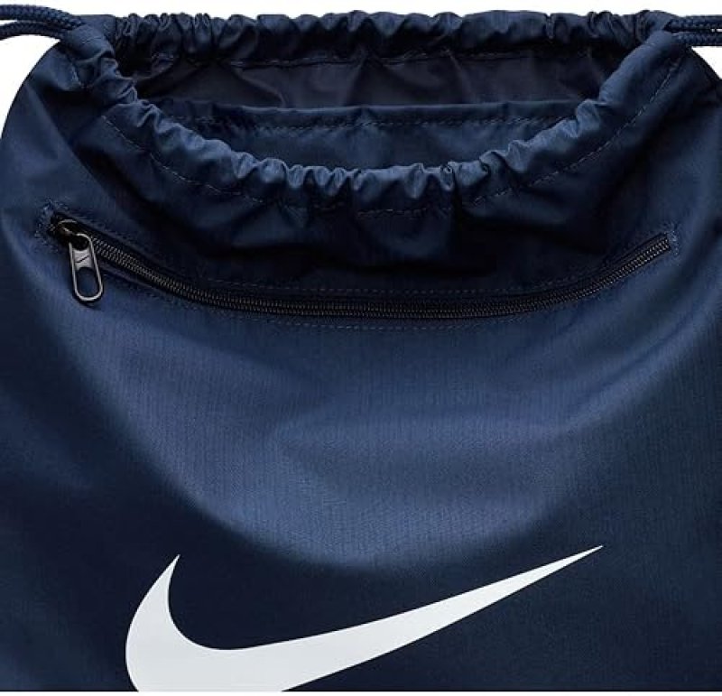 NIKE BRASILIA 9.5 GYM SACK, MIDNIGHT NAVY/BLACK/WHITE, MEDIUM - TRAINING BAG