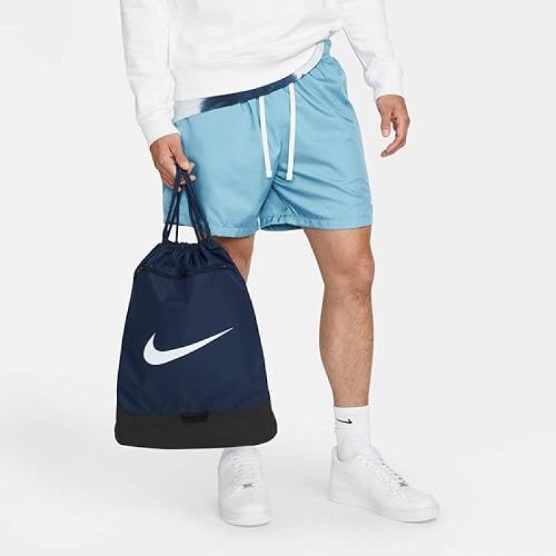 NIKE BRASILIA 9.5 GYM SACK, MIDNIGHT NAVY/BLACK/WHITE, MEDIUM - TRAINING BAG