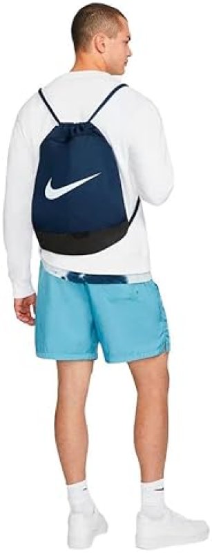 NIKE BRASILIA 9.5 GYM SACK, MIDNIGHT NAVY/BLACK/WHITE, MEDIUM - TRAINING BAG