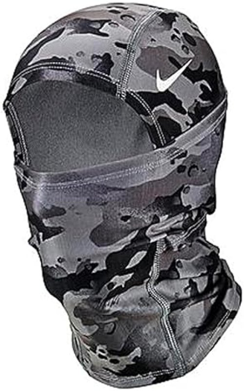 NIKE PRO HYPERWARM HOOD BALACLAVA IN GREY CAMO - UNISEX, THERMA-FIT TECHNOLOGY