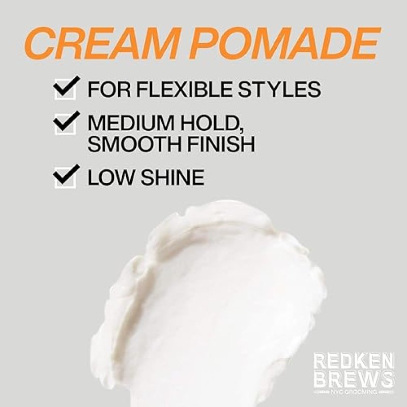 REDKEN BREWS CREAM POMADE: MEDIUM HOLD, NATURAL FINISH, ALL HAIR TYPES