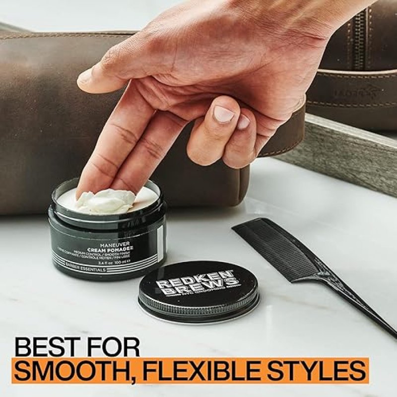 REDKEN BREWS CREAM POMADE: MEDIUM HOLD, NATURAL FINISH, ALL HAIR TYPES