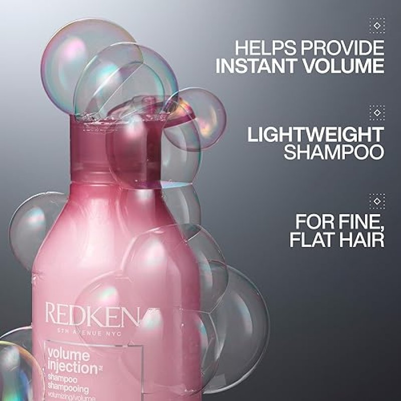 REDKEN VOLUME INJECTION SHAMPOO - ADDS LIFT & BODY, VOLUMIZES & DETANGLES, PARABEN-FREE