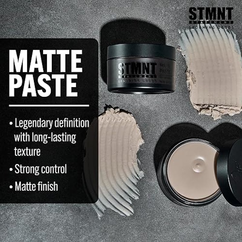 STMNT GROOMING MATTE PASTE 3.38 OZ | STRONG HOLD & HIGH VOLUME | HAIR CLAY FOR MEN | NON-GREASY FORMULA | DRY & DAMP HAIR STYLING